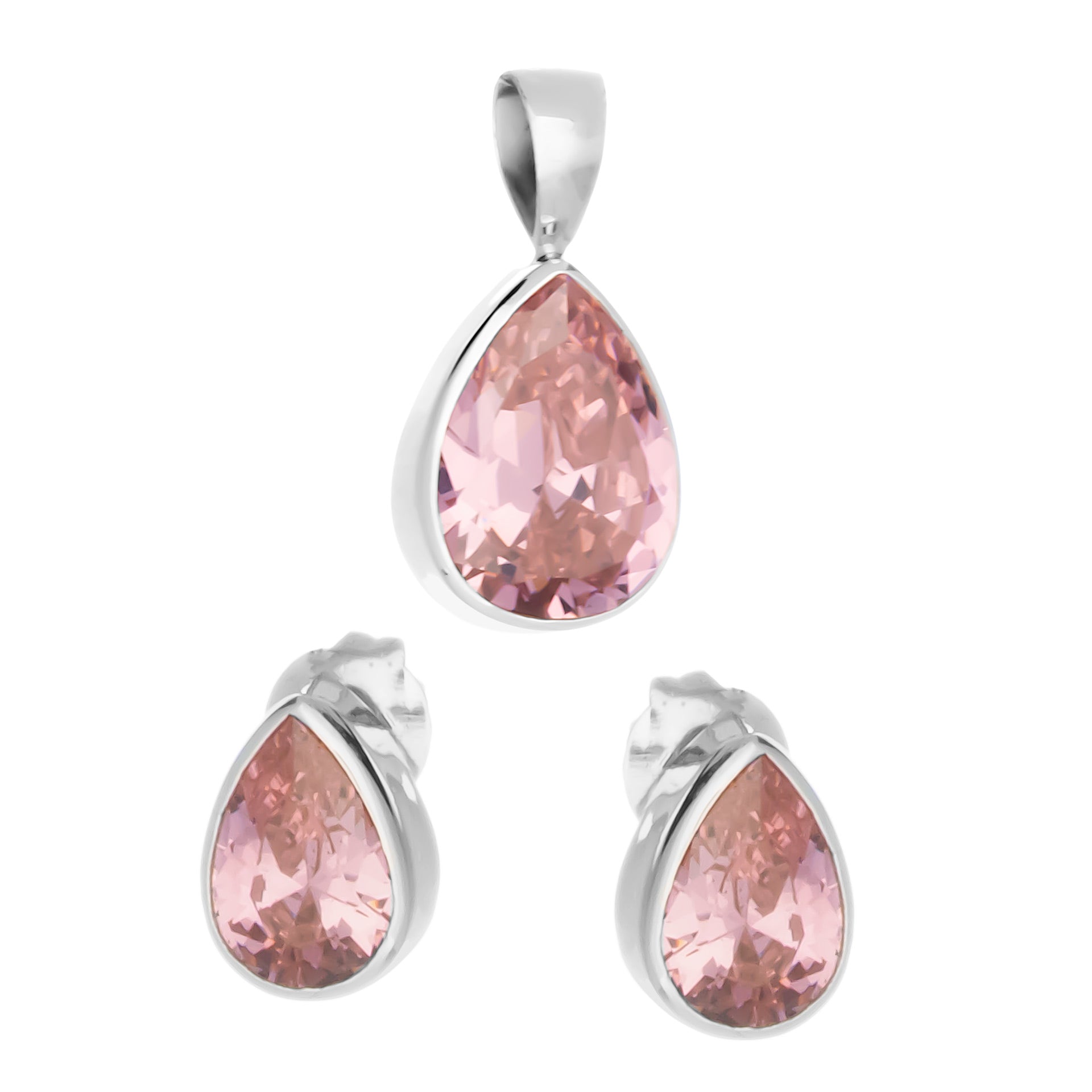 The Pink Snow Earrings and Pendant Set
